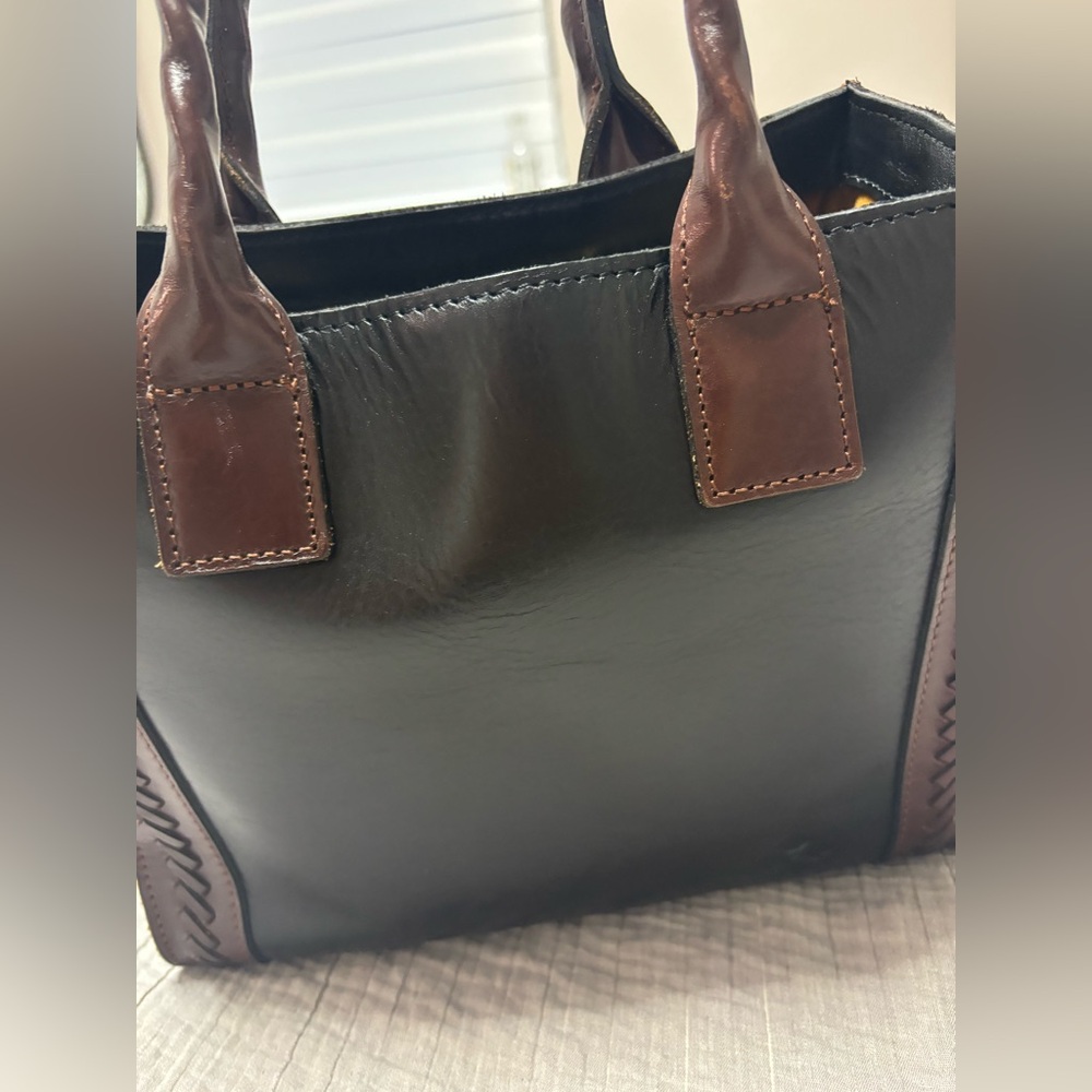 Patricia Nash Brown and Black societies bag with Black Strap